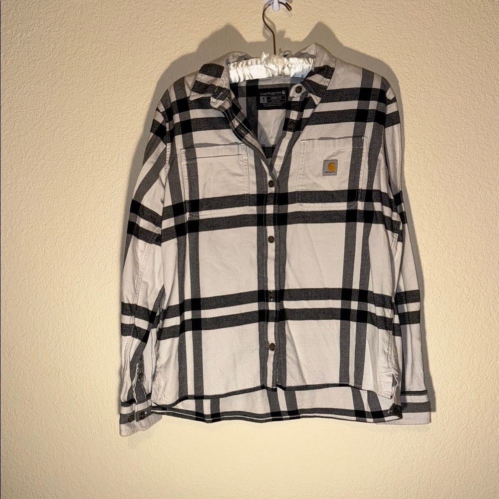 Carhartt White and Black Plaid Shirt
